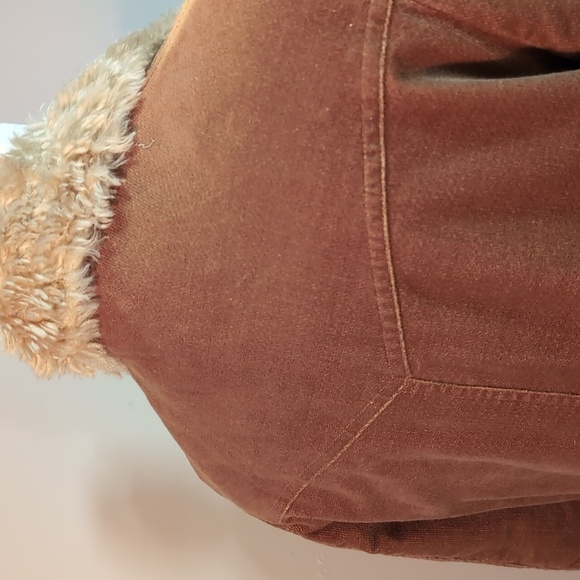 Brody Women's Brown Cotton Sherpa-Lined Button Down Coat,Size S. - Picture 9 of 14